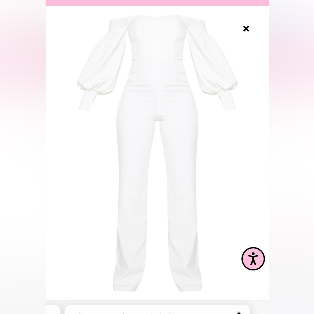 White Bardot Balloon Sleeve Corset Jumpsuit